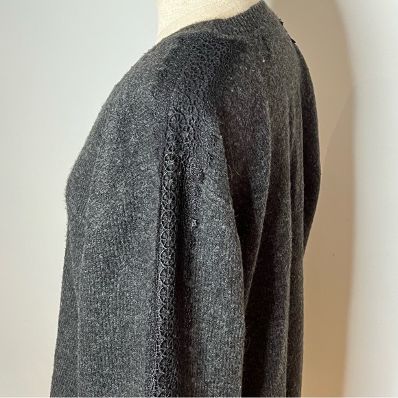 zara | oversized knit v-neck sweater with lace detail - Picture 2 of 5